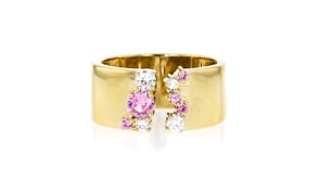 .40 ct. t.w. Lab-Grown Pink Sapphire and .20 ct. t.w. Lab-Grown Diamond Open-Space Ring in 18kt Gold Over Sterling