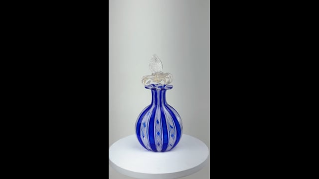 Frasco Achatado Bastões Azul e Branco
