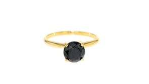 3.00 Carat Black Diamond Solitaire Ring in 14kt Yellow Gold