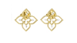 Roberto Coin Princess Flower .10 ct. t.w. Diamond Earrings in 18kt Yellow Gold