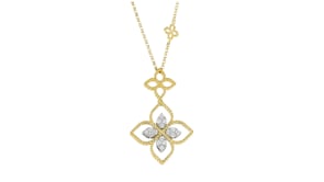 Roberto Coin Princess Flower .15 ct. t.w. Diamond Necklace in 18kt Two-Tone Gold