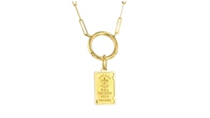Italian 24kt Yellow Gold Fleur-De-Lis Half-Gram Ingot Charm in 10kt Yellow Gold