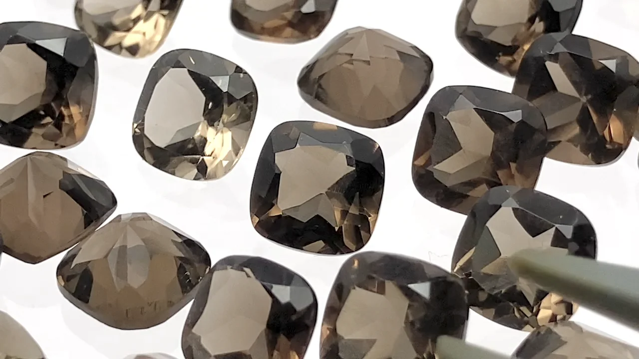 スモーキークォーツ ルース スクエアファセットカット8×8mm 5粒