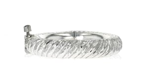 C. 1940 Vintage Sterling Silver Etched Bangle Bracelet
