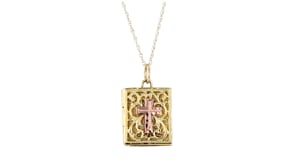 C. 1980 Vintage 14kt Two-Tone Gold Bible Pendant Necklace