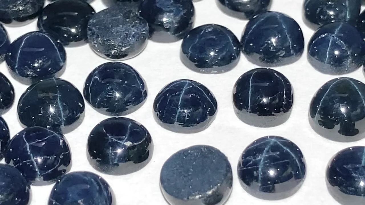 スターサファイア ラウンド カボション6×6mm 2個｜天然石ビーズ
