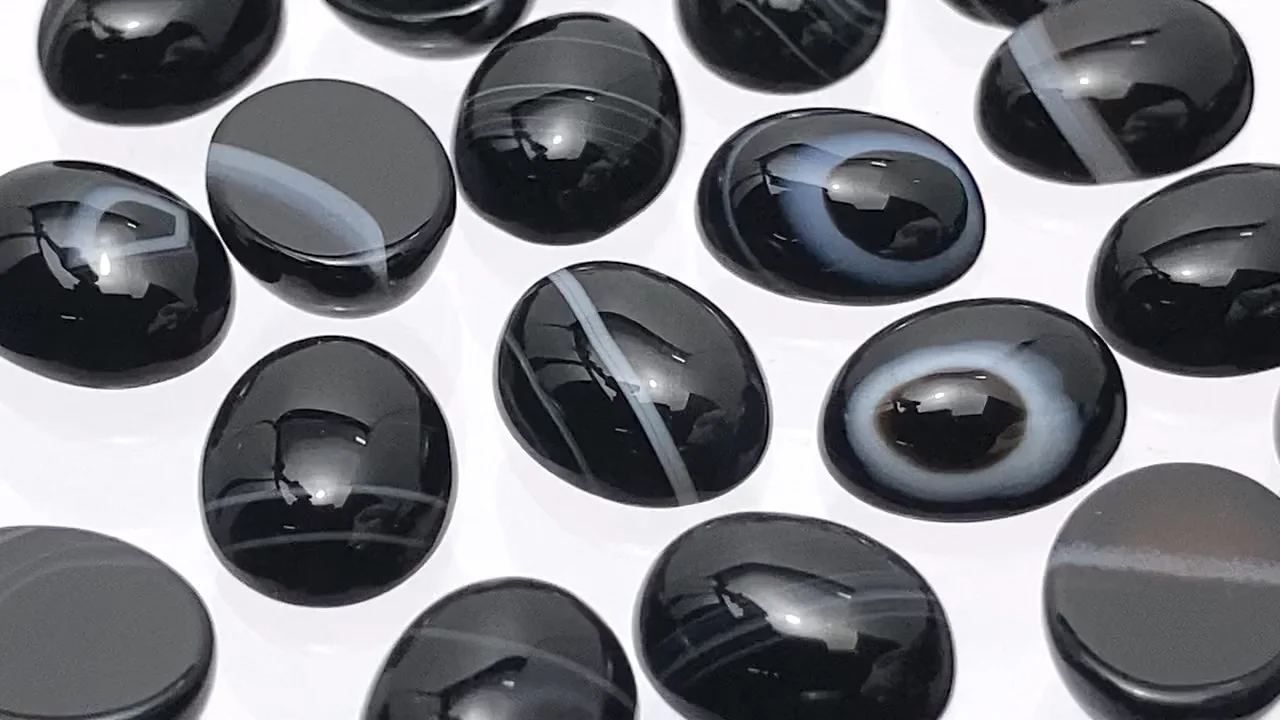 ストライプオニキス オーバル カボション10×8mm 5個｜天然石ビーズの卸