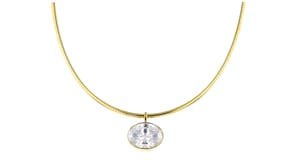 9.00 Carat Bezel-Set Oval CZ Pendant Necklace in 18kt Gold Over Sterling