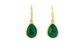 7.50 ct. t.w. Emerald Drop Earrings in 18kt Gold Over Sterling