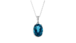 12.00 Carat London Blue Topaz Pendant Necklace in Sterling Silver