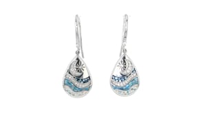 Mother-of-Pearl and .32 ct. t.w. CZ Moon, Star and Wave Drop Earrings in Sterling Silver