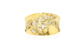 .20 ct. t.w. Diamond Leaf Ring in 18kt Gold Over Sterling