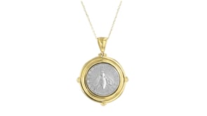 Italian Genuine Two-Lira Coin Pendant Necklace in 18kt Gold Over Sterling