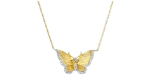 .15 ct. t.w. Diamond Butterfly Necklace in 18kt Gold Over Sterling