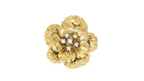 .10 ct. t.w. Diamond Flower Ring in 18kt Gold Over Sterling