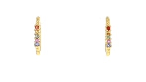 .50 ct. t.w Multicolored Sapphire Hoop Earrings in 18kt Gold Over Sterling