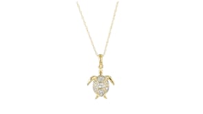 Diamond Turtle Pendant Necklace in 14kt Yellow Gold