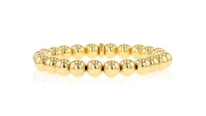 Italian 8mm 14kt Yellow Gold-Plated Bead Stretch Bracelet