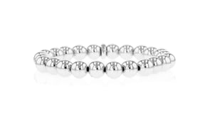 Italian 8mm Rhodium-Plated Bead Stretch Bracelet