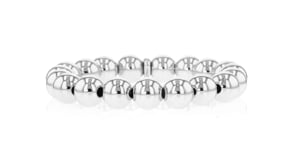 Italian 10mm Rhodium-Plated Bead Stretch Bracelet