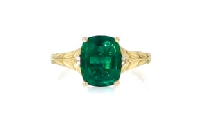 2.50 Carat Lab-Grown Emerald Ring with Lab-Grown White Sapphires in 10kt Yellow Gold
