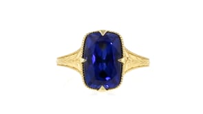 5.25 Carat Lab-Grown Sapphire Ring in 10kt Yellow Gold
