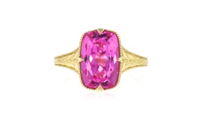 5.00 Carat Lab-Grown Pink Sapphire Ring in 10kt Yellow Gold