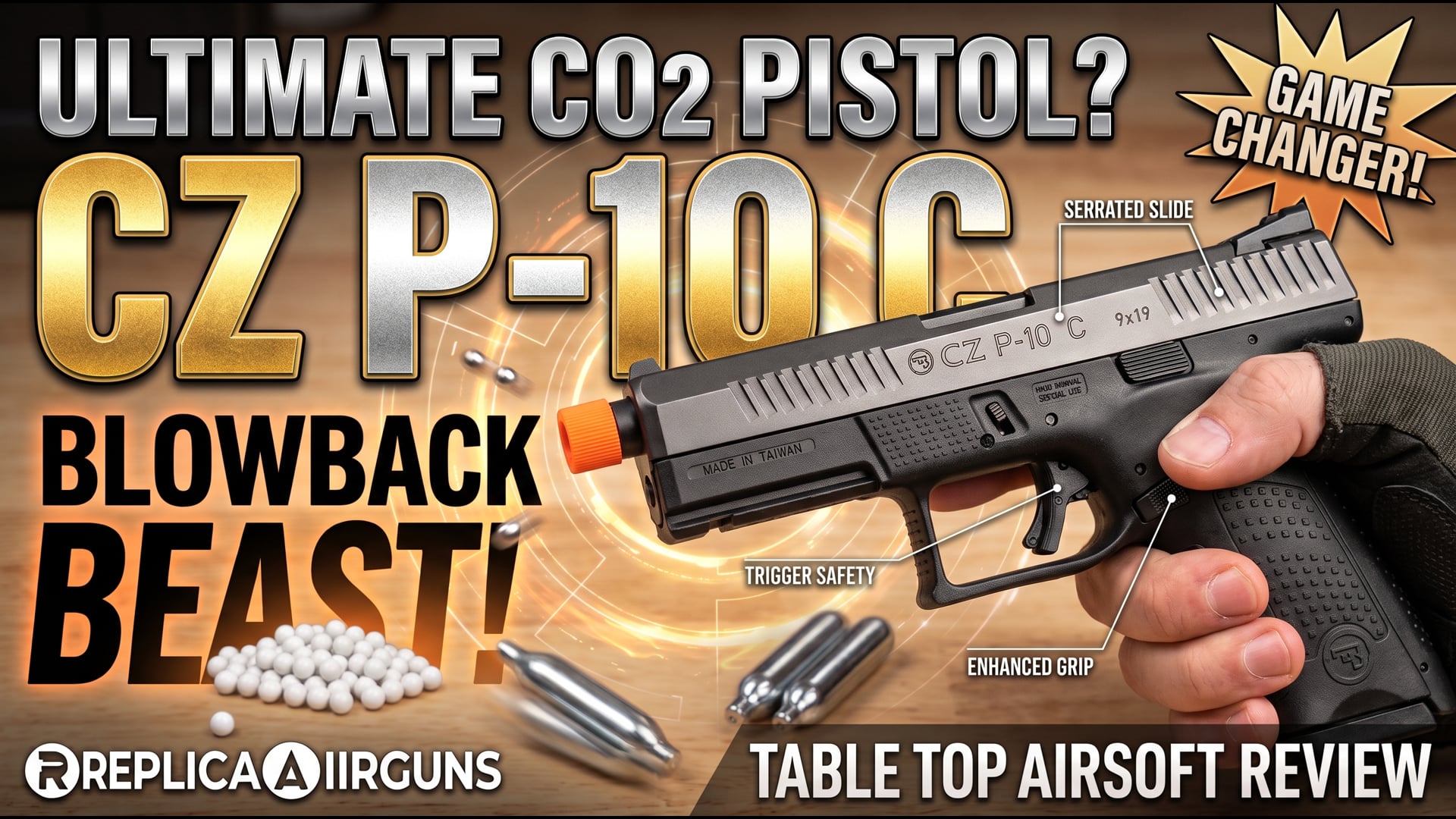 ASG CZ P-10C CO2 Blowback Airsoft Pistol Table Top Review