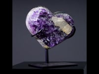 Astro West - Genuine Uruguayan Amethyst Heart on Custom Stand Natural Decor AWHOME561