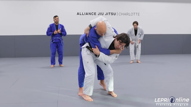 Collar Grab Defense to Hip Throw to Knee on Belly