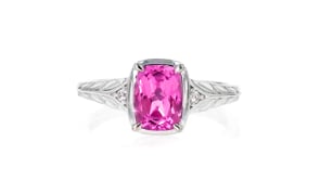 1.90 Carat Lab-Grown Pink Sapphire Ring with Lab-Grown White Sapphires in Sterling Silver