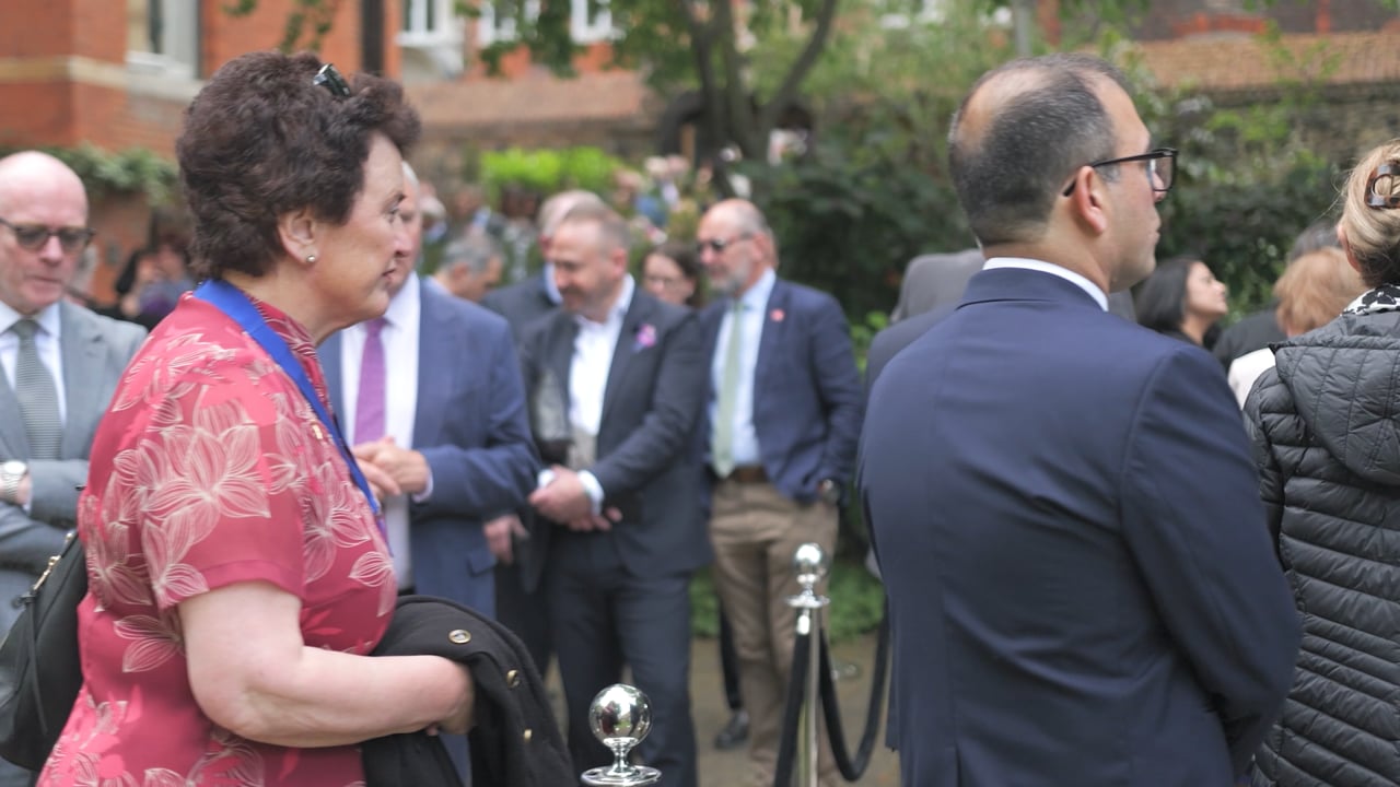 Film still from the Westminster launch of Monarchy and Democracy