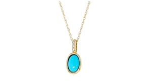 Turquoise Pendant Necklace with Lab-Grown Diamonds in 10kt Yellow Gold