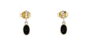 Onyx Drop Earrings with Lab-Grown Diamonds in 10kt Yellow Gold