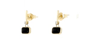 Onyx Drop Earrings with Lab-Grown Diamonds in 10kt Yellow Gold