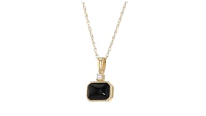 Onyx Pendant Necklace with Single Lab-Grown Diamond in 10kt Yellow Gold