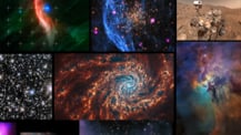 Freeze-frame from video, showing opening sequence mosaic of various NASA images.