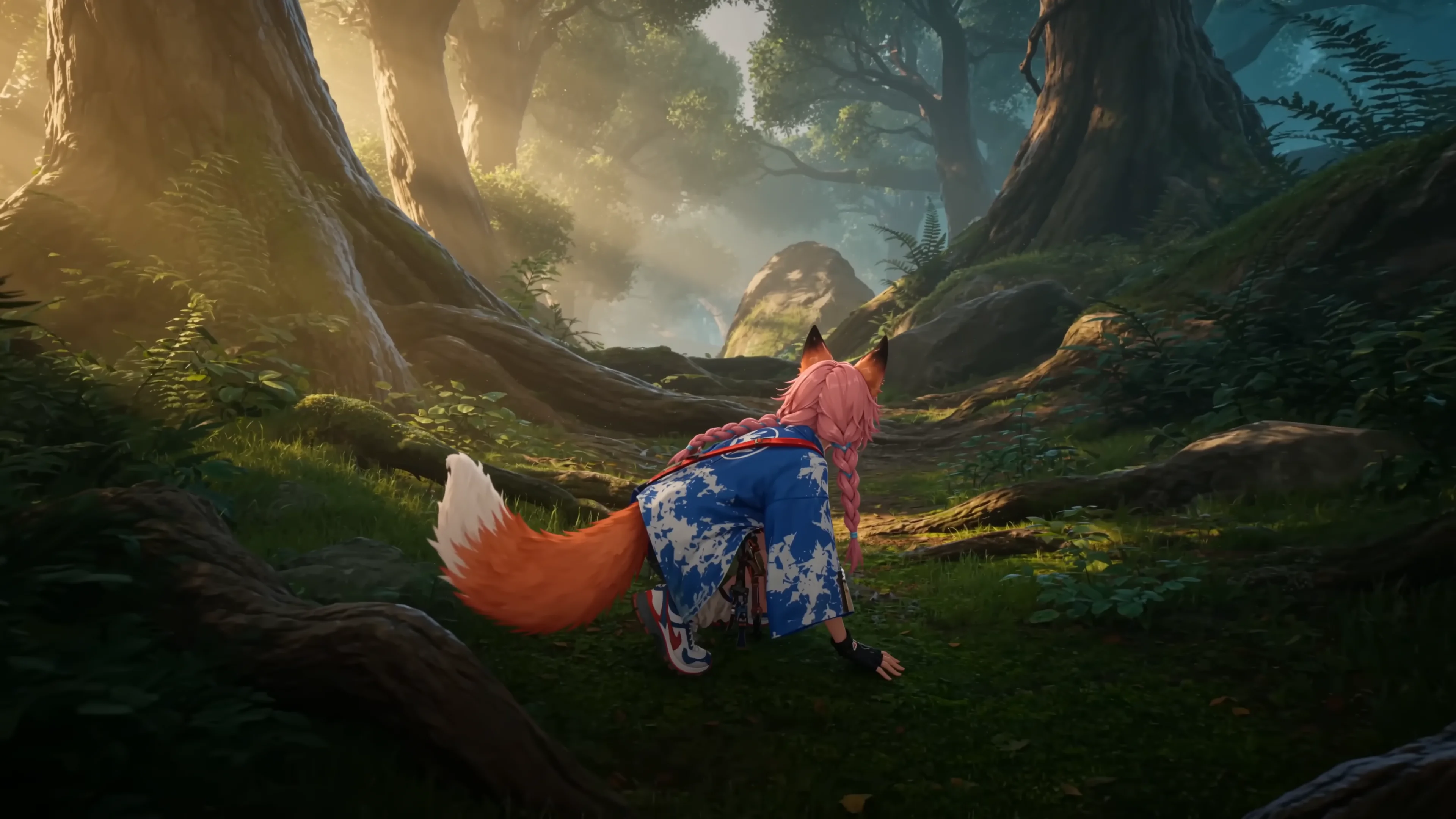 Personnage féminin animé dans un univers fantastique