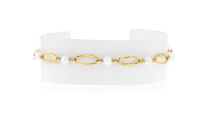 3.5-4mm Cultured Pearl Station Bracelet in 18kt Gold Over Sterling