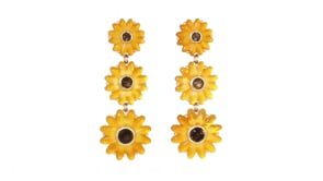 Yellow Chalcedony and 1.50 ct. t.w. Smoky Quartz Sunflower Drop Earrings in 18kt Gold Over Sterling