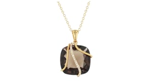 17.00 Carat Smoky Quartz Pendant Necklace with .10 ct. t.w. Diamonds in 18kt Gold Over Sterling