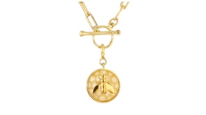 Yellow Jade Bumblebee Charm in 18kt Gold Over Sterling