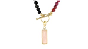 2.10 Carat Rose Quartz Bar Charm in 18kt Gold Over Sterling