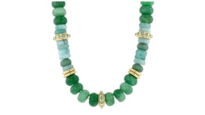 Green Quartz Bead and 14kt Yellow Gold-Plated Necklace