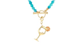 .20 ct. t.w. Citrine Tropical Drink Charm with Orange and White Enamel in 18kt Gold Over Sterling