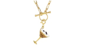 Tiger Eye Espresso Martini Charm with Enamel in 18kt Gold Over Sterling
