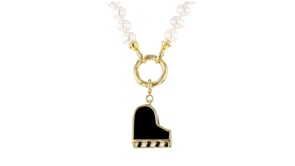 Onyx Piano Charm with Enamel in 18kt Gold Over Sterling