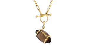 20.00 Carat Smoky Quartz Football Charm in 18kt Gold Over Sterling