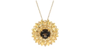 3.00 Carat Smoky Quartz and 1.90 ct. t.w. Citrine Sunflower Pin/Pendant in 18kt Gold Over Sterling