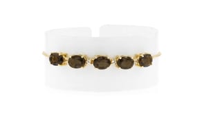 4.60 ct. t.w. Smoky Quartz and .10 ct. t.w. White Topaz Bolo Bracelet in 18kt Gold Over Sterling